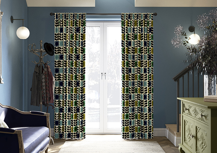 Orla Kiely Spot Flower Stem, Blue & Green - Made to Measure Curtains - Image 3